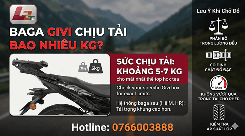 Baga Givi Chịu Tải Bao Nhiêu Kg? Lưu Ý Khi Chở Đồ