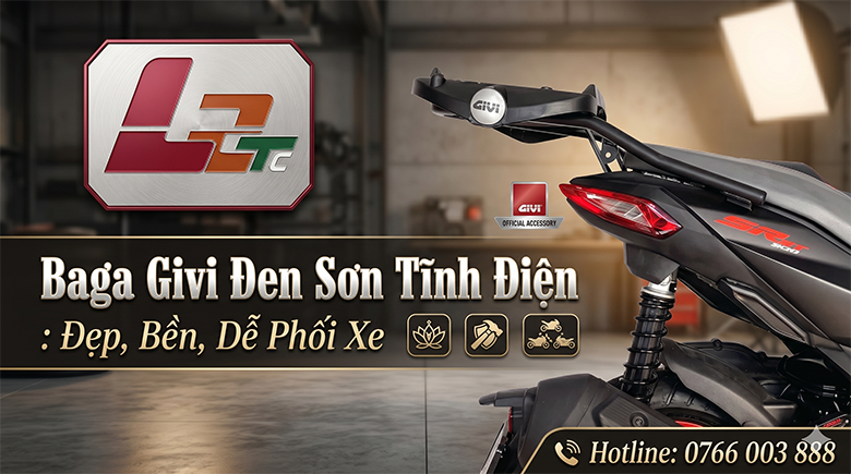 Baga Givi Đen Sơn Tĩnh Điện: Đẹp, Bền, Dễ Phối Xe