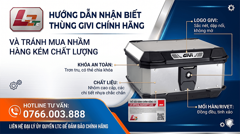 Cách nhận biết thùng Givi chính hãng và tránh mua nhầm hàng kém chất lượng