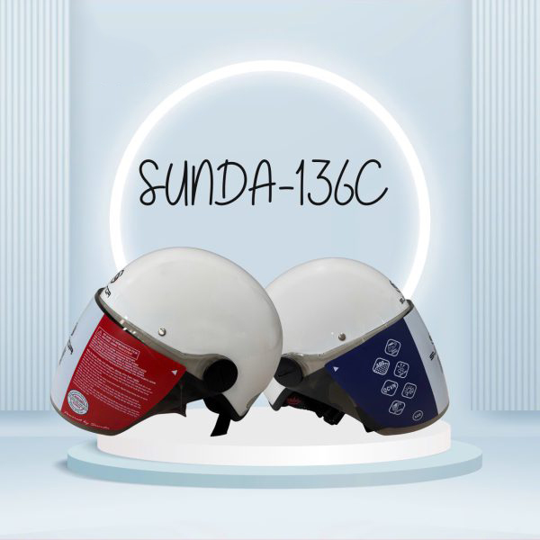 Sunda 136C Nón bảo hiểm nửa đầu có kính (nhiều màu) - Ảnh 2