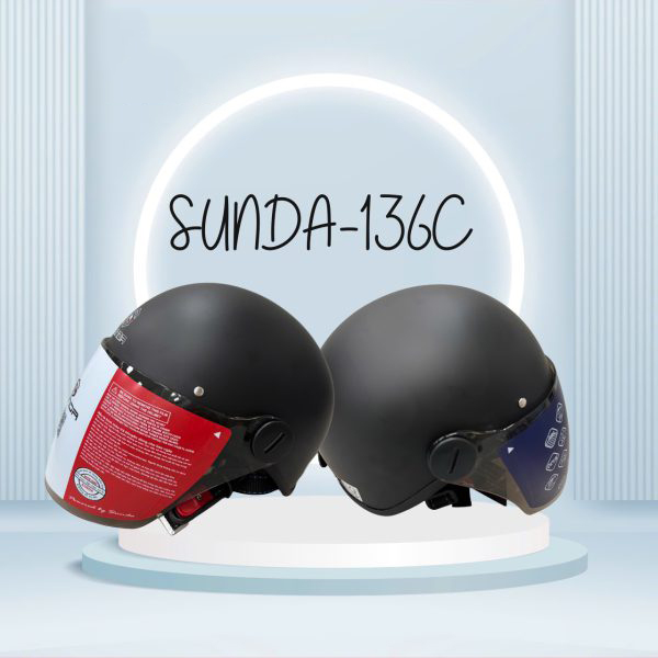 Sunda 136C Nón bảo hiểm nửa đầu có kính (nhiều màu) - Ảnh 4