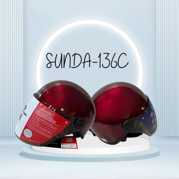 Sunda 136C Nón bảo hiểm nửa đầu có kính (nhiều màu) - Ảnh 6