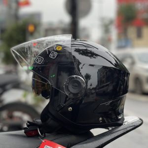 Alternative view of Mũ 3/4 2 kính Sunda 617a cao cấp- Màu trơn