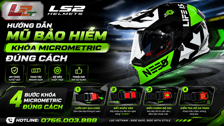 Hướng dẫn mũ bảo hiểm khóa micrometric LS2 đúng cách