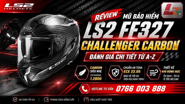 Review mũ bảo hiểm LS2 FF327 Challenger Carbon: đánh giá chi tiết