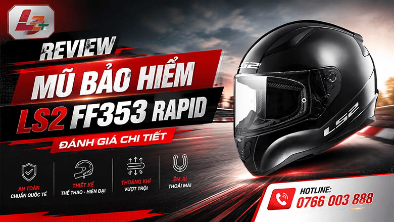 Review mũ bảo hiểm LS2 FF353 Rapid II: đánh giá chi tiết