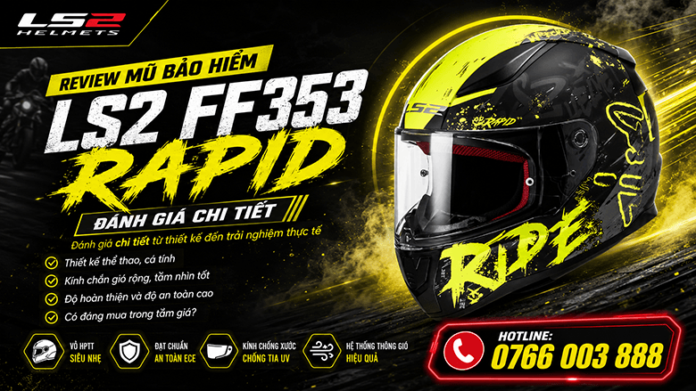 Review mũ bảo hiểm LS2 FF353 Rapid: đánh giá chi tiết