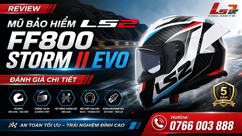 Review mũ bảo hiểm LS2 FF800 Storm II EVO: đánh giá chi tiết