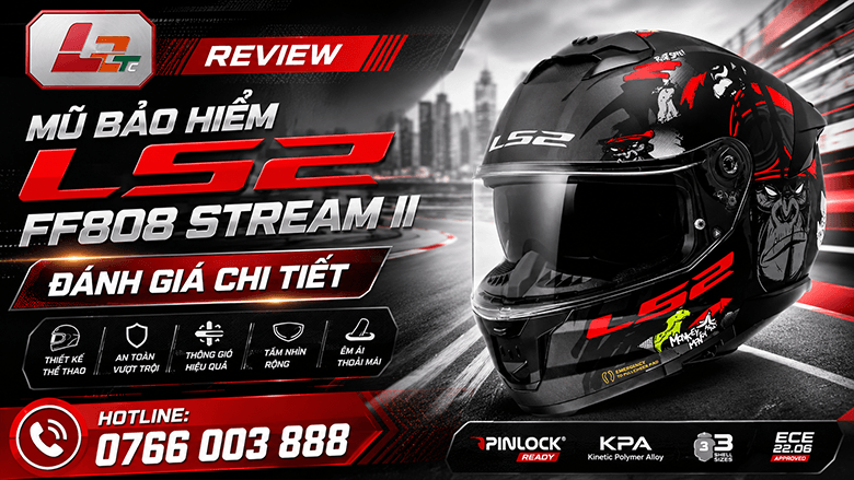 Review mũ bảo hiểm LS2 FF808 Stream II: đánh giá chi tiết