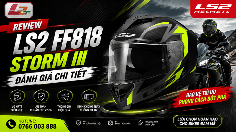 Review mũ bảo hiểm LS2 FF818 Storm III: đánh giá chi tiết