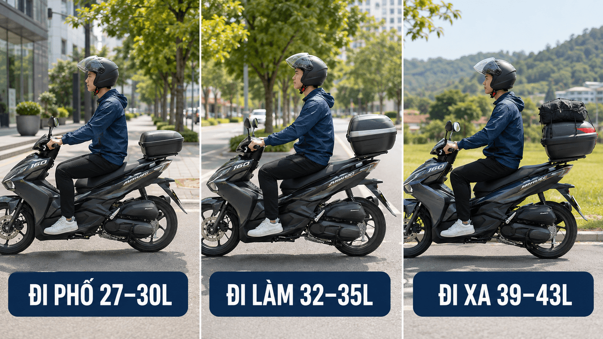 Ba lựa chọn dung tích thùng Givi cho Air Blade 160 đi phố đi làm và đi xa
