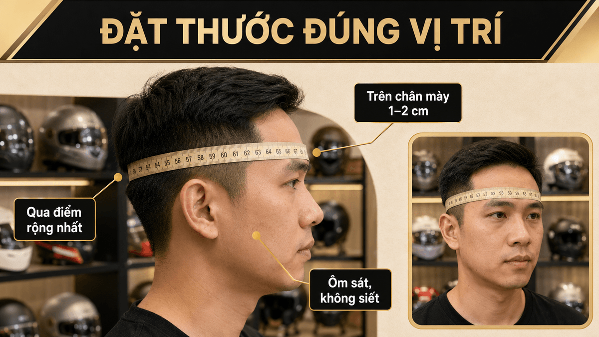 Đo vòng đầu chọn size mũ LS2 off-road