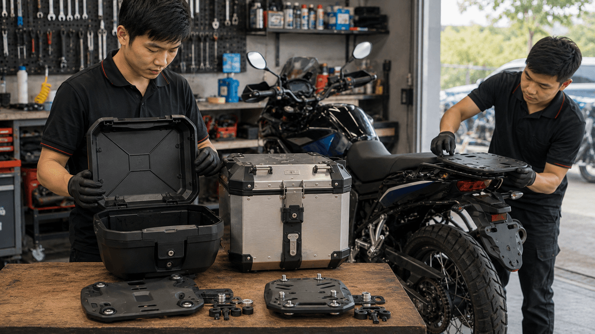 So sánh cấu tạo thùng Givi nhôm và nhựa tại xưởng