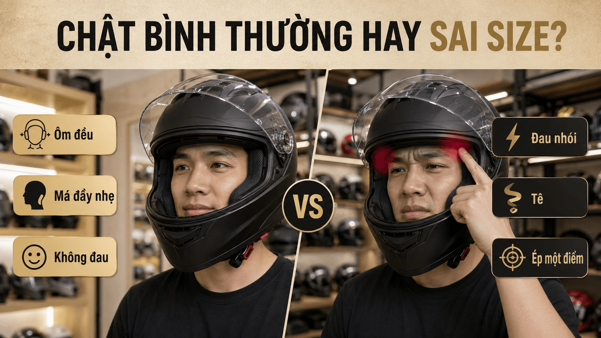 Phân biệt mũ LS2 mới ôm đúng và chật sai size