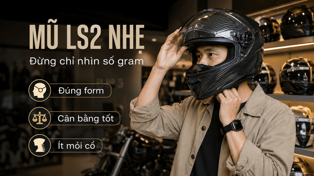 Người dùng thử mũ LS2 từ 4 đến 8 triệu và kiểm tra trọng lượng