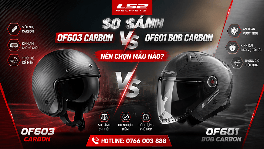 So sánh OF603 Carbon vs OF601 Bob Carbon: nên chọn mẫu nào?