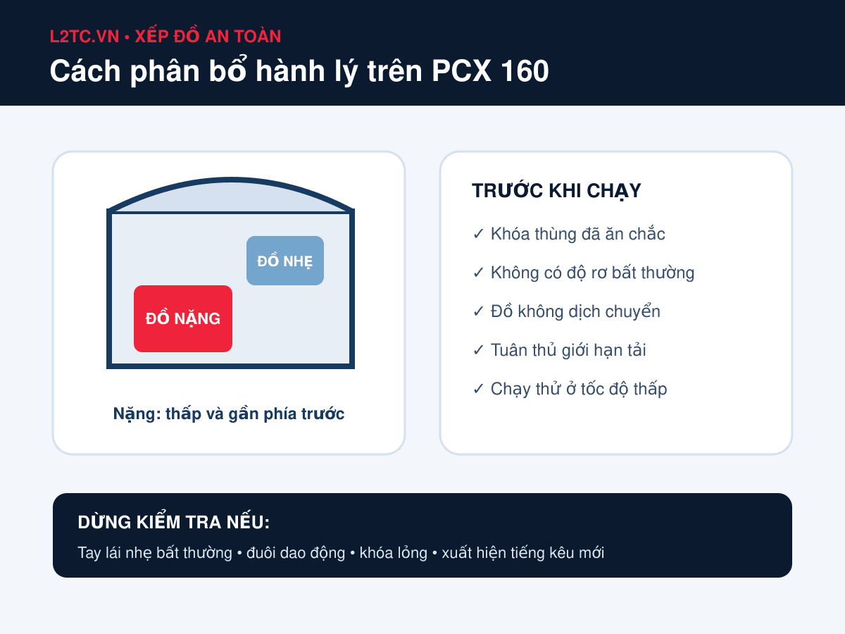 Checklist xếp đồ và kiểm tra an toàn thùng Givi trên Honda PCX 160