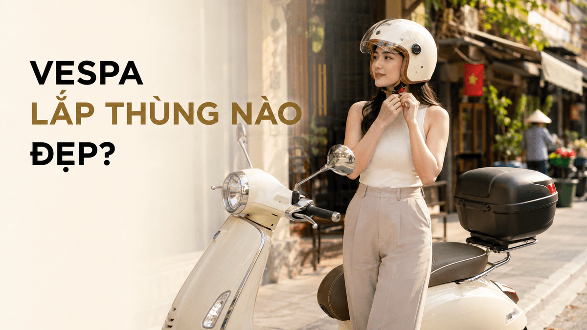 Vespa Sprint màu kem lắp thùng sau Givi gọn đẹp cho nhu cầu đi phố