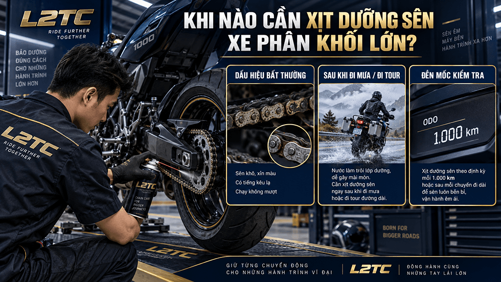 Xịt dưỡng sên xe phân khối lớn tại L2TC Hà Nội - hình minh họa 1