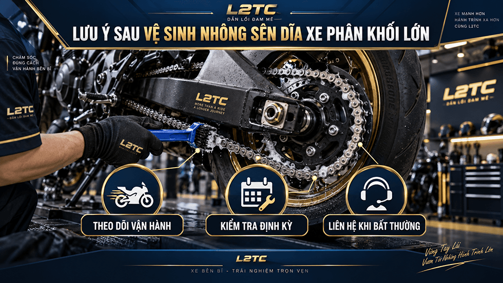 Vệ sinh nhông sên dĩa xe phân khối lớn tại L2TC Hà Nội - hình minh họa 3