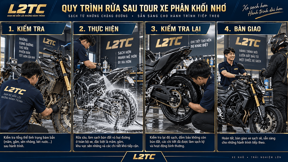 Rửa sau tour xe phân khối nhỏ tại L2TC Hà Nội - hình minh họa 2