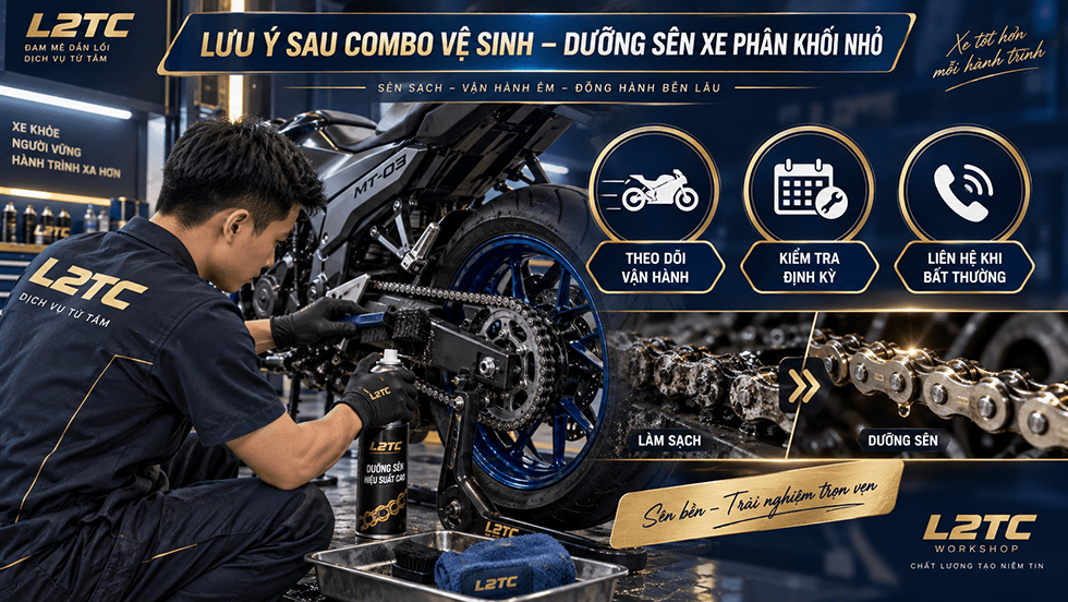Combo vệ sinh – dưỡng sên xe phân khối nhỏ tại L2TC Hà Nội - hình minh họa 2