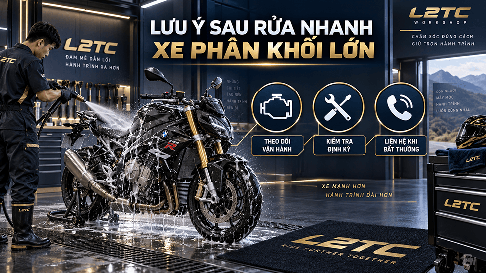 Rửa ngoài nâng cao xe phân khối lớn tại L2TC Hà Nội - hình minh họa 3
