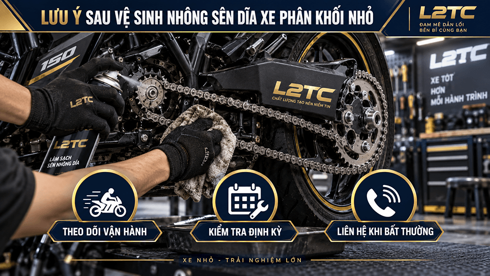Vệ sinh nhông sên dĩa xe phân khối nhỏ tại L2TC Hà Nội - hình minh họa 3