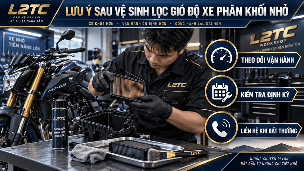 Vệ sinh lọc gió độ xe phân khối nhỏ tại L2TC Hà Nội - hình minh họa 3
