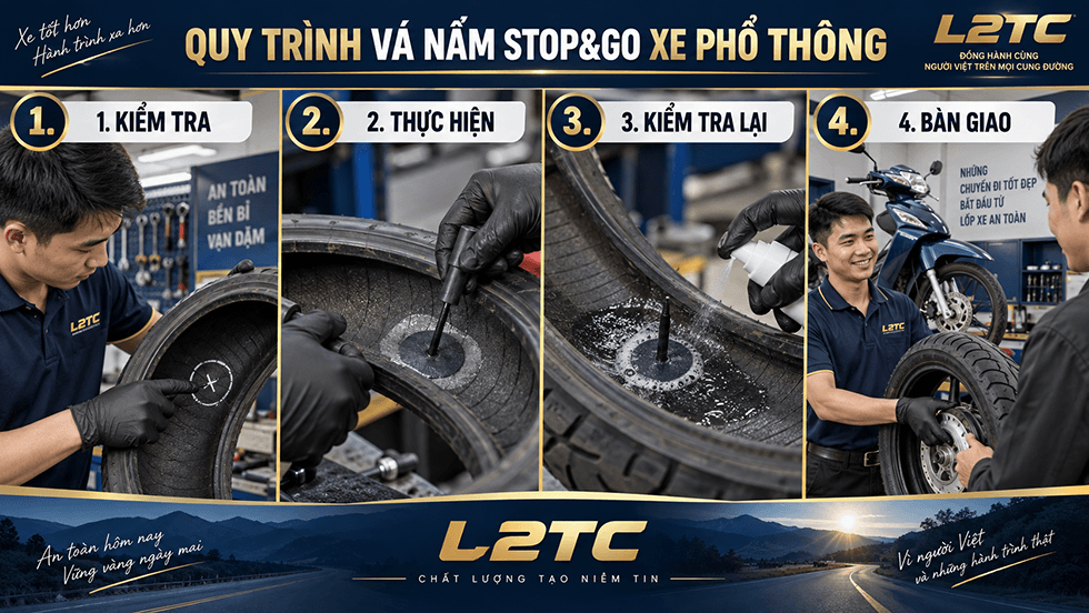 Vá nấm Stop&Go xe phân khối nhỏ tại L2TC Hà Nội - hình minh họa 2