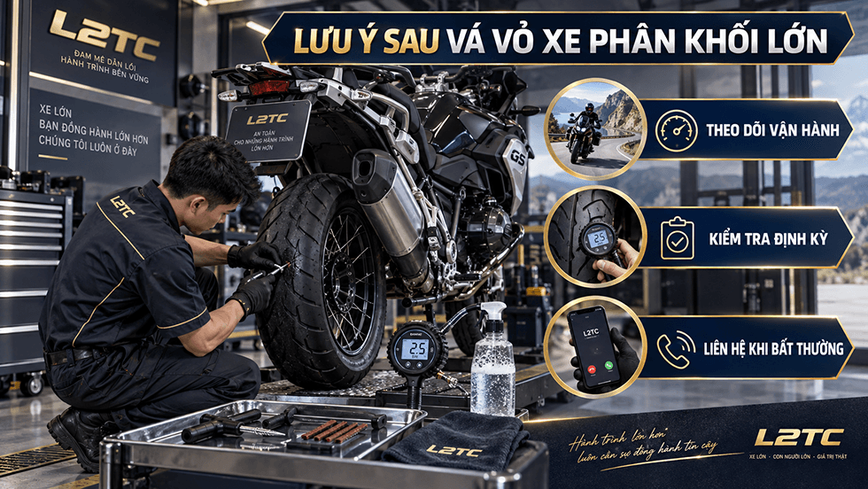 Vá vỏ xe phân khối lớn tại L2TC Hà Nội - hình minh họa 3