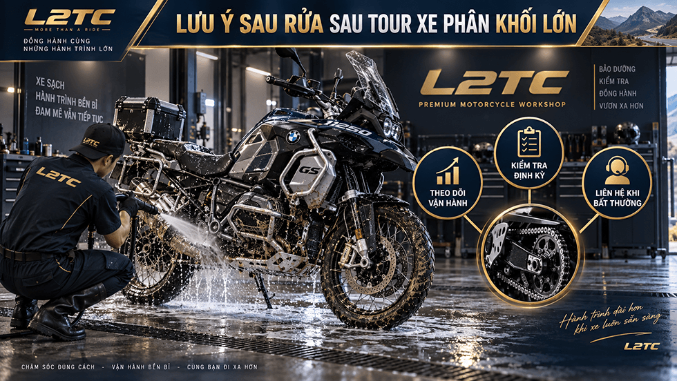 Rửa sau tour xe phân khối lớn tại L2TC Hà Nội - hình minh họa 3