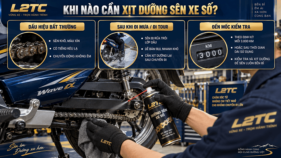 Xịt dưỡng sên xe số tại L2TC Hà Nội - hình minh họa 1