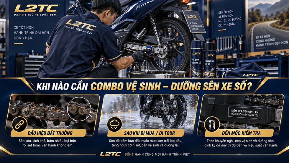 Xịt dưỡng sên xe phân khối nhỏ tại L2TC Hà Nội - hình minh họa 1