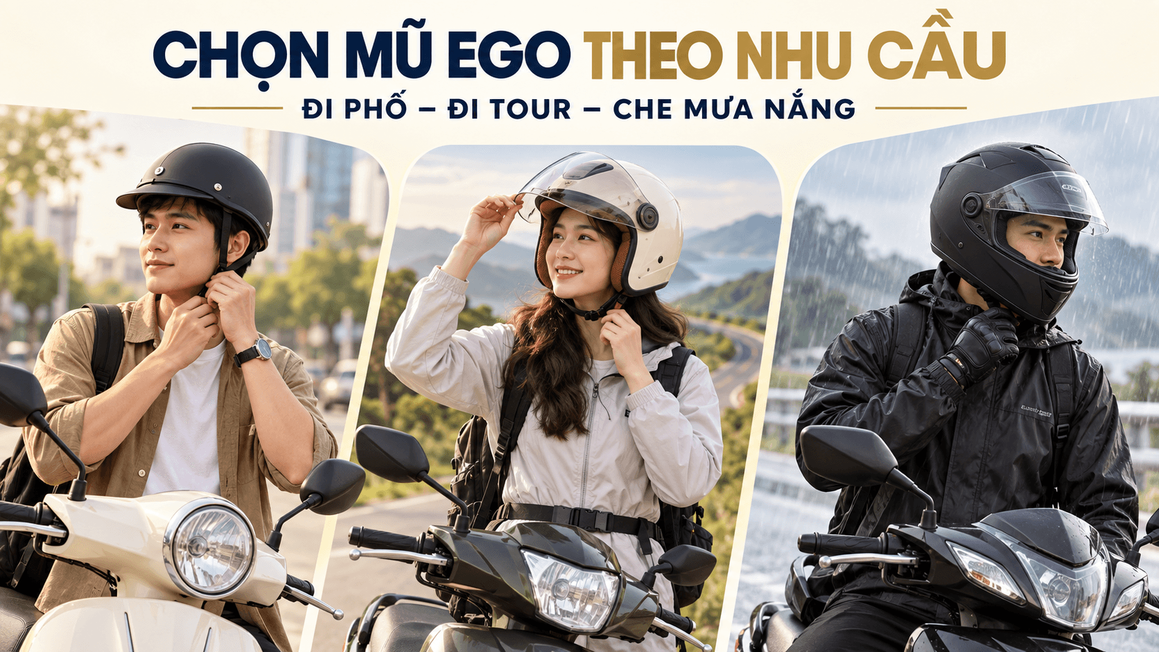 Chọn mũ EGO theo nhu cầu đi phố, đường dài và linh hoạt