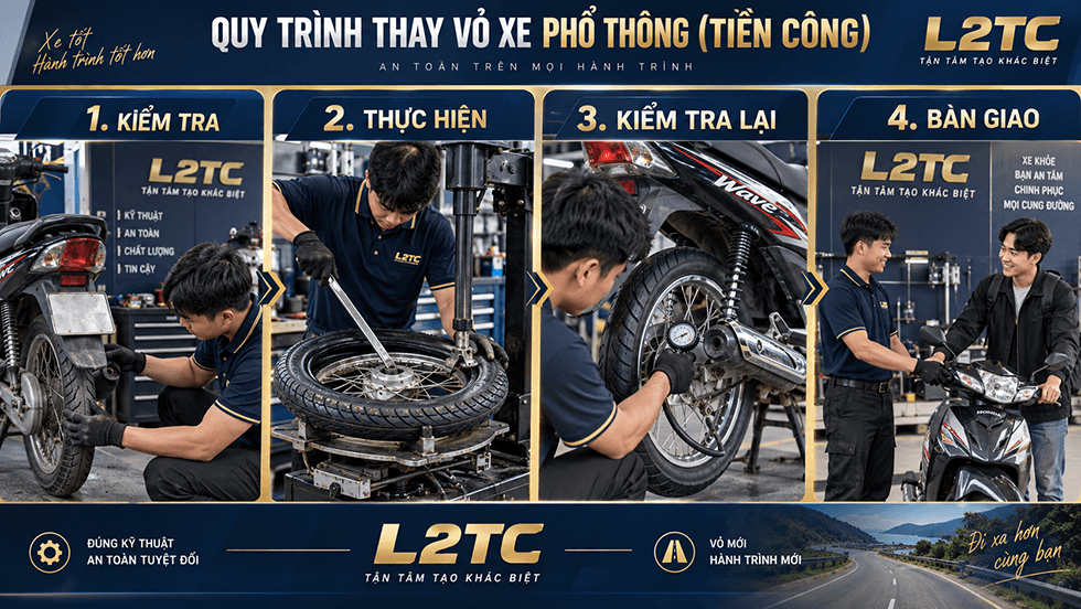 Thay vỏ xe phổ thông (tiền công) tại L2TC Hà Nội - hình minh họa 2