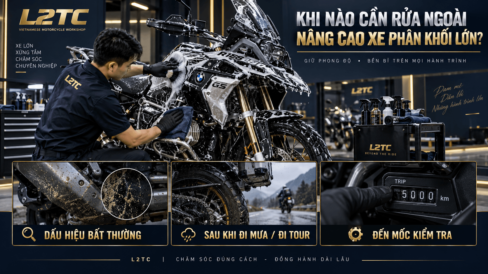 Rửa ngoài nâng cao xe phân khối lớn tại L2TC Hà Nội - hình minh họa 1