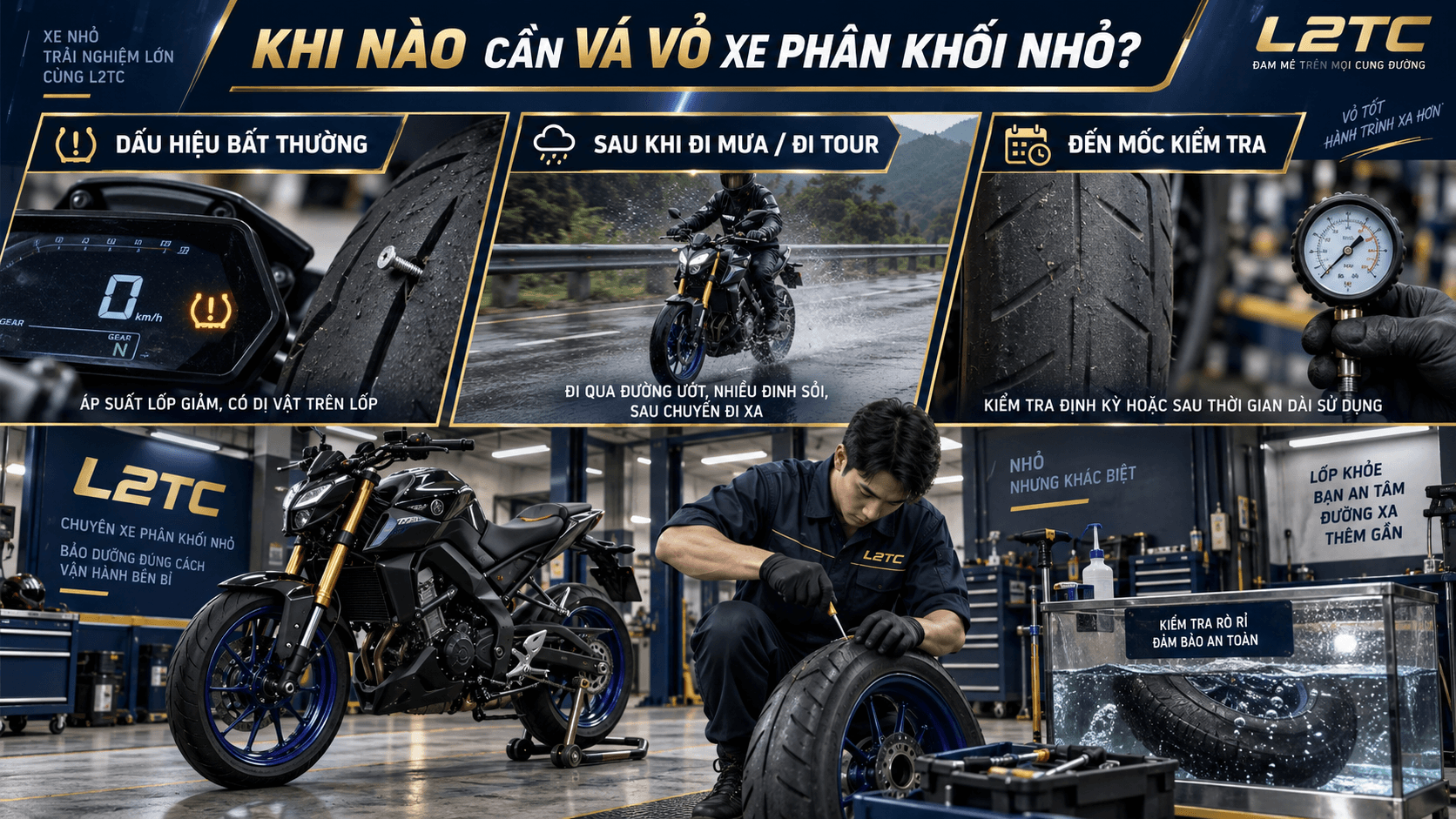 Vá vỏ xe phân khối nhỏ tại L2TC Hà Nội - hình minh họa 1