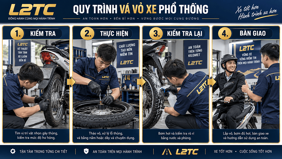 Vá vỏ xe phân khối lớn tại L2TC Hà Nội - hình minh họa 2