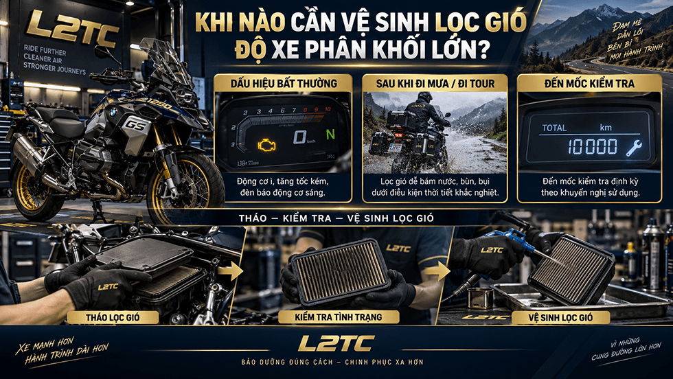 Vệ sinh lọc gió độ xe phân khối lớn tại L2TC Hà Nội - hình minh họa 1