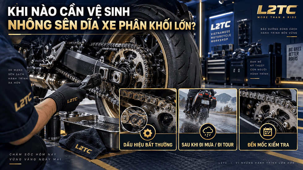 Vệ sinh nhông sên dĩa xe phân khối lớn tại L2TC Hà Nội - hình minh họa 1