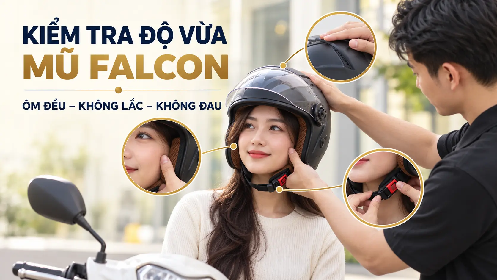 Cách kiểm tra độ vừa của mũ bảo hiểm Falcon