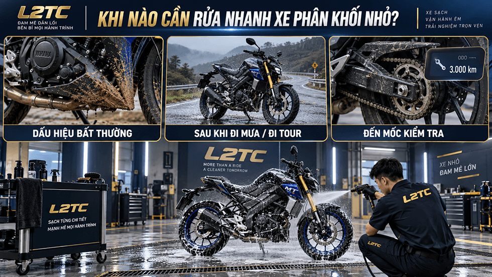 Rửa nhanh xe phân khối nhỏ tại L2TC Hà Nội - hình minh họa 1