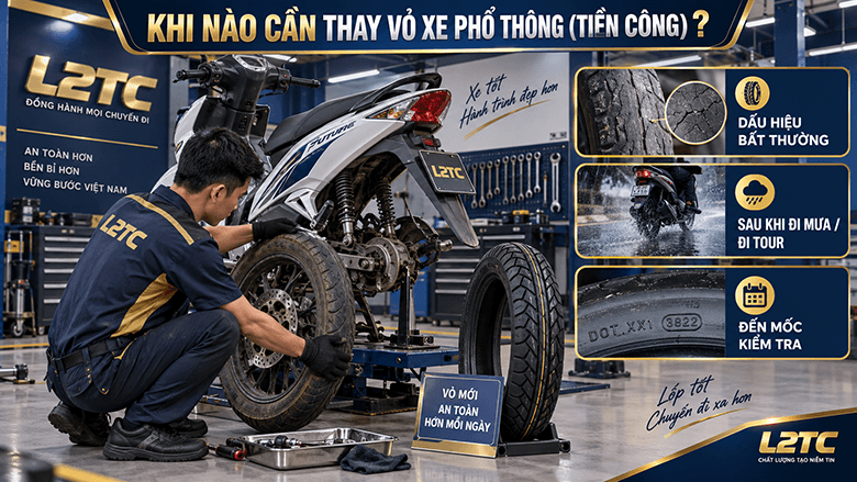 Thay vỏ xe phổ thông (tiền công) tại L2TC Hà Nội - hình minh họa 1
