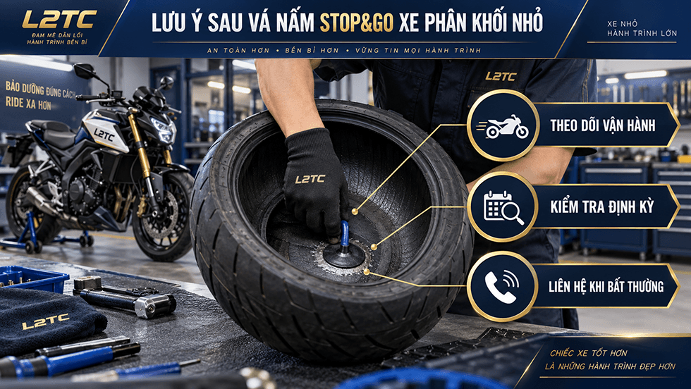 Vá nấm Stop&Go xe phân khối nhỏ tại L2TC Hà Nội - hình minh họa 3