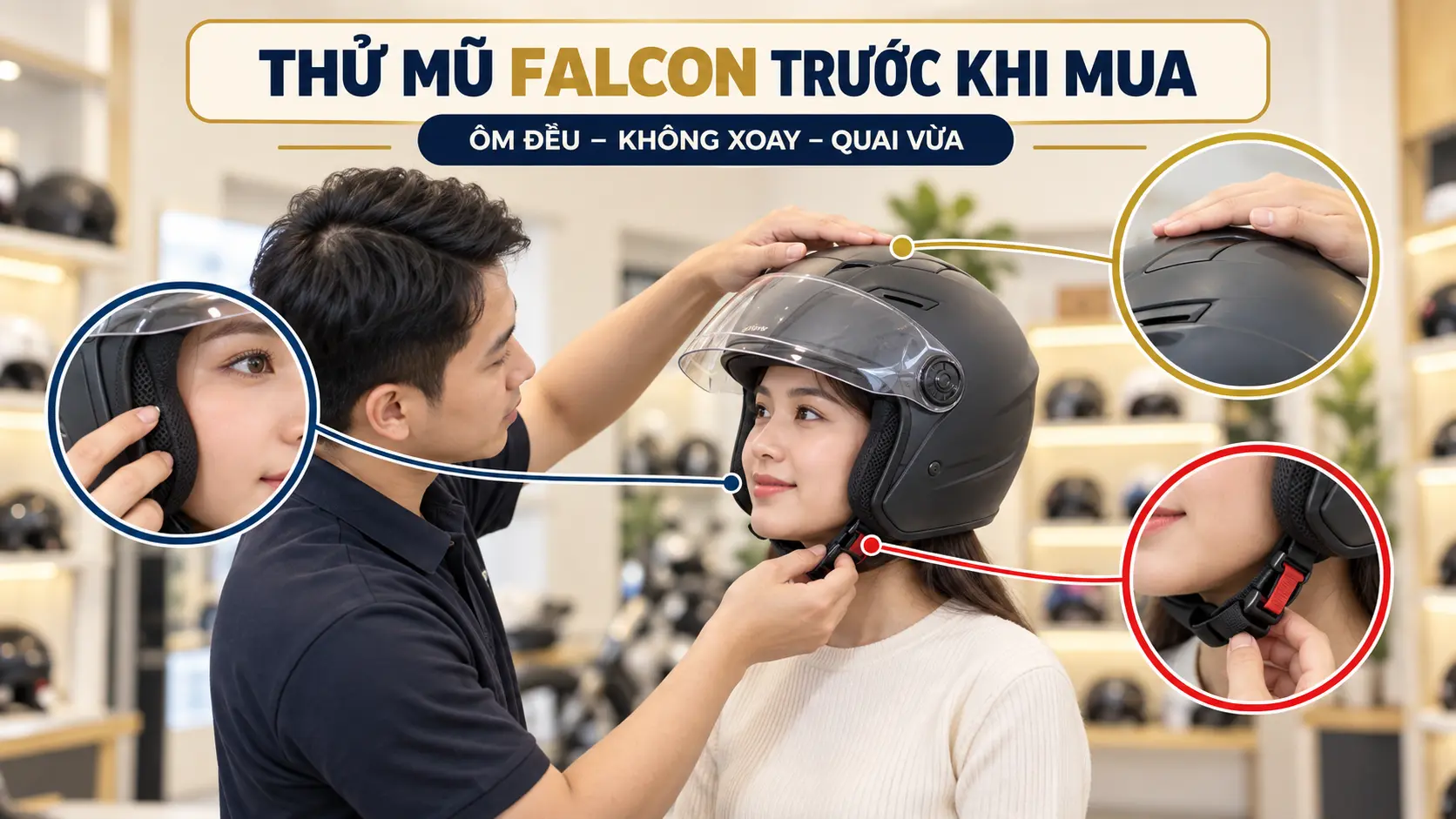 Quy trình thử mũ Falcon trước khi mua