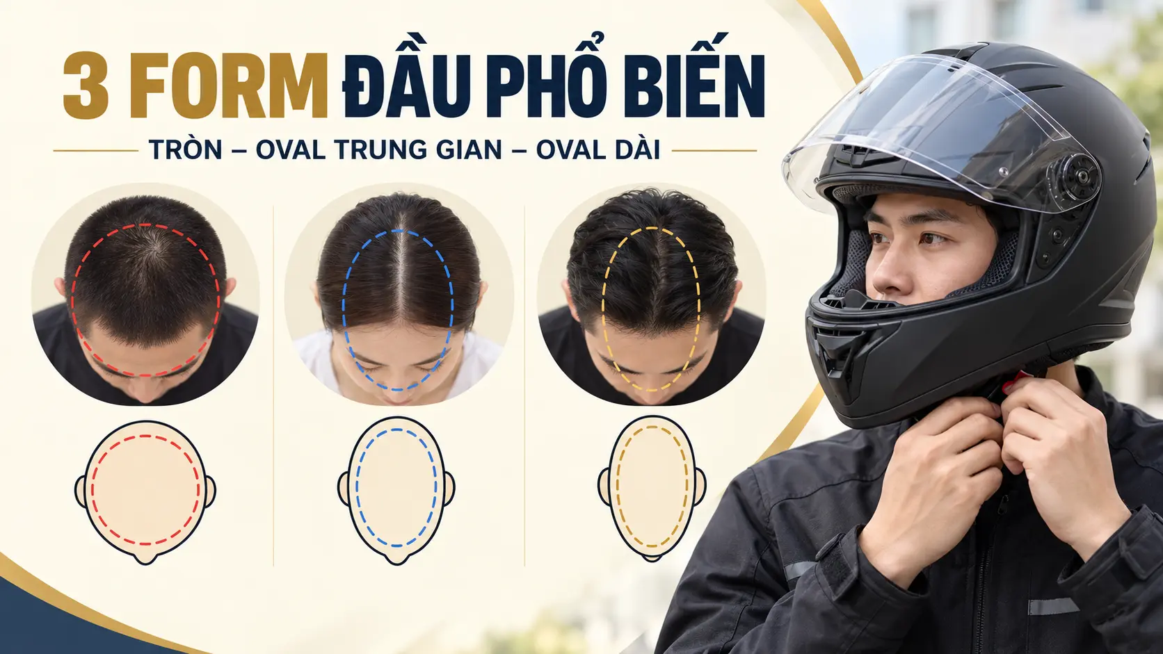 Ba form đầu phổ biến khi chọn mũ fullface