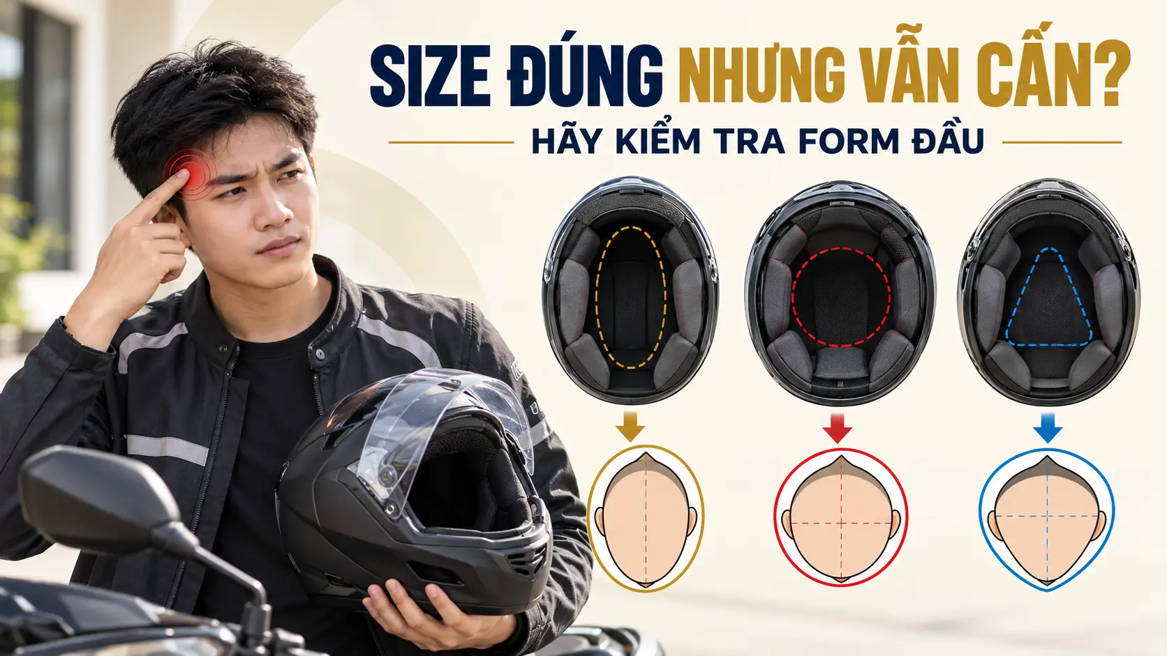 Vì sao đúng size nhưng mũ fullface vẫn cấn