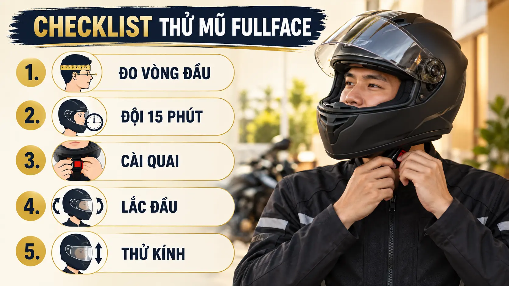 Checklist thử mũ EGO fullface trước khi mua