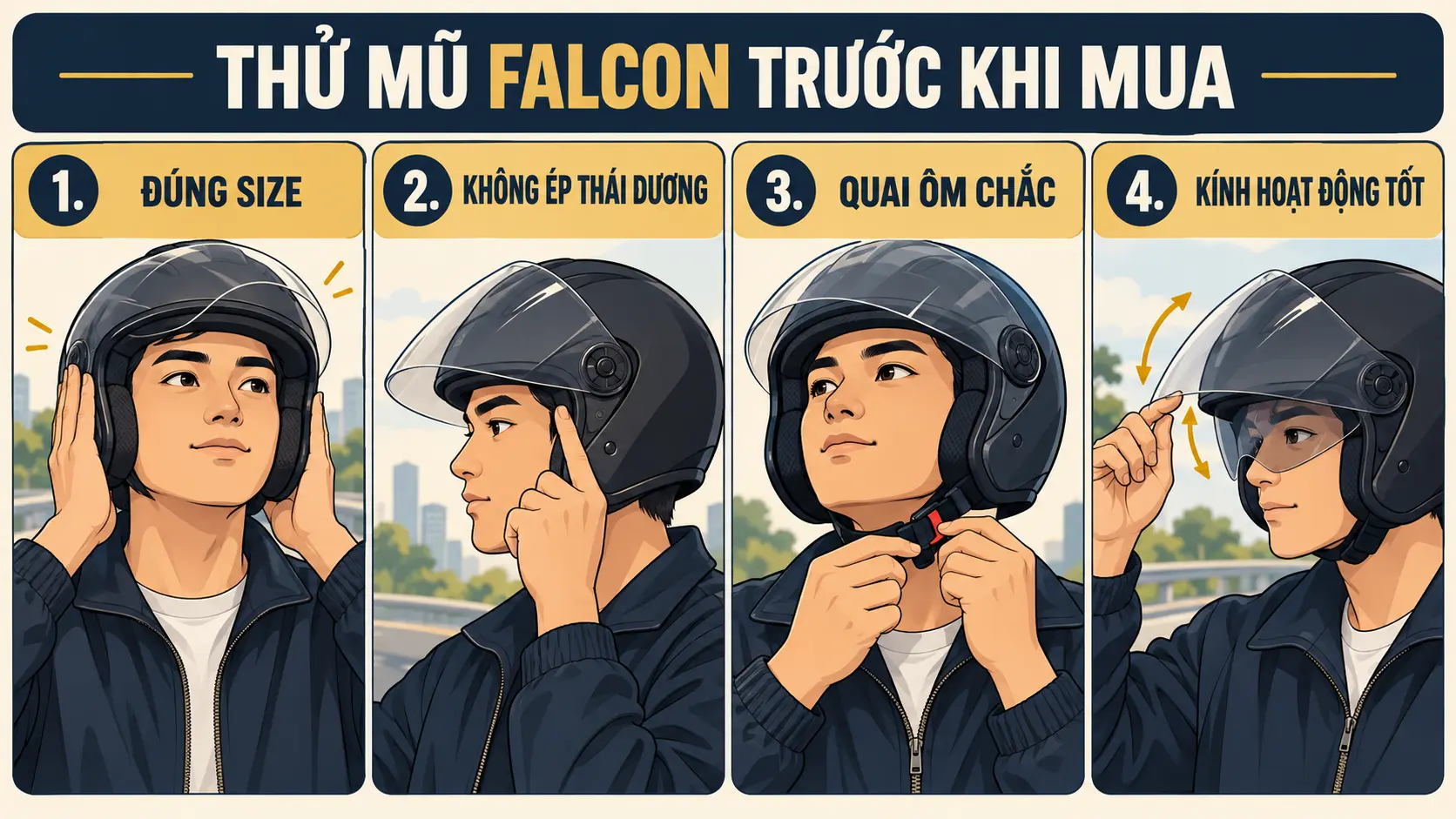 Checklist thử mũ Falcon trước khi mua